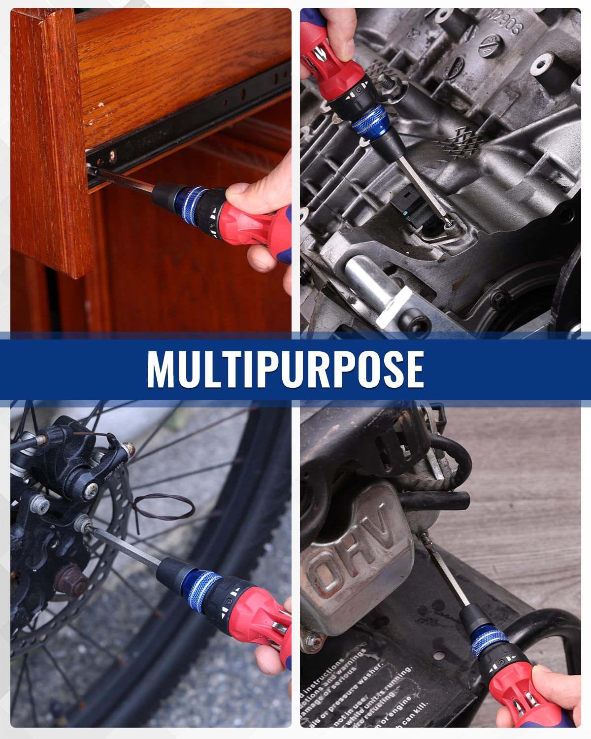 Includes six double-ended bits plus handle for versatile project work.