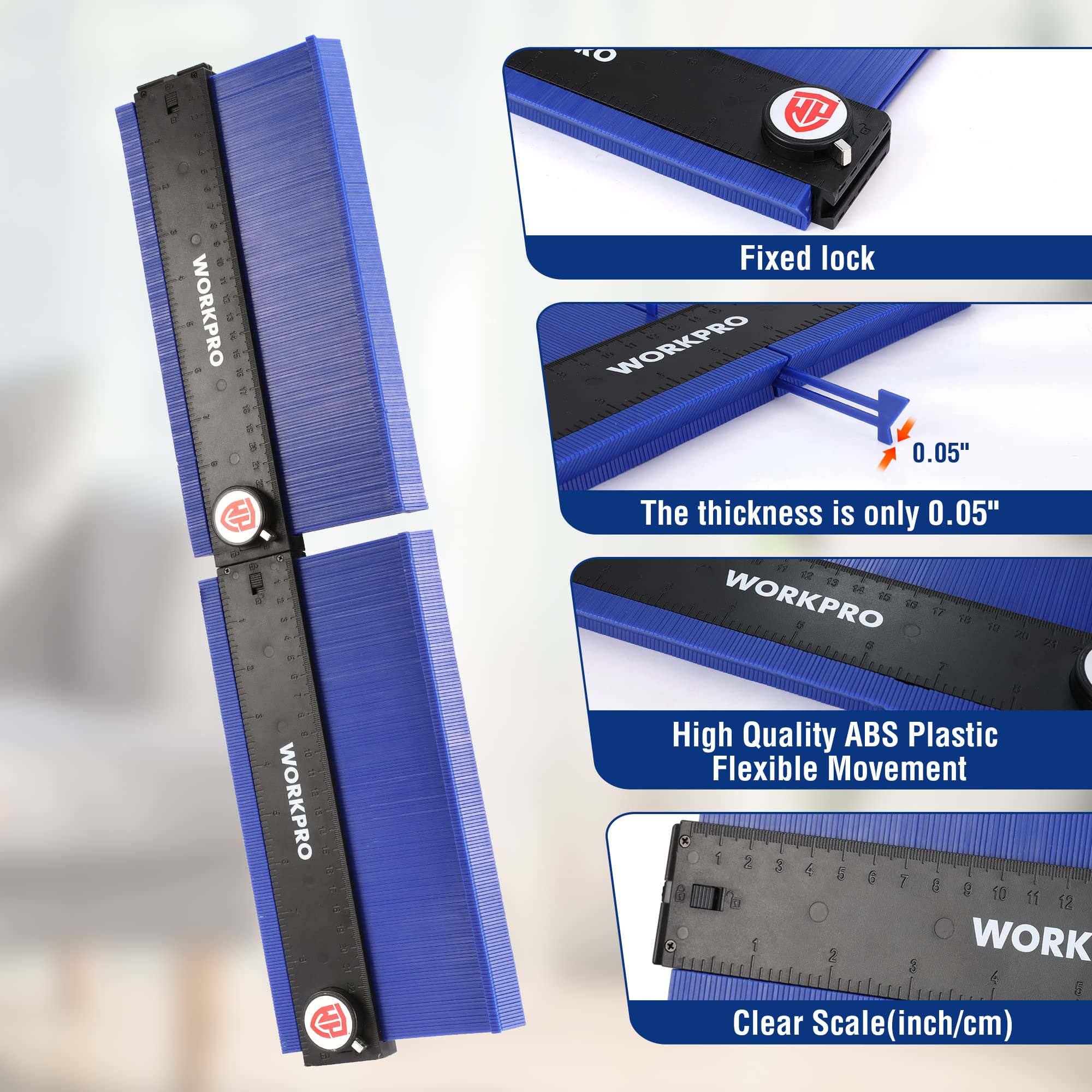 WORKPRO contour gauge suited for carpentry and fitting tile patterns.