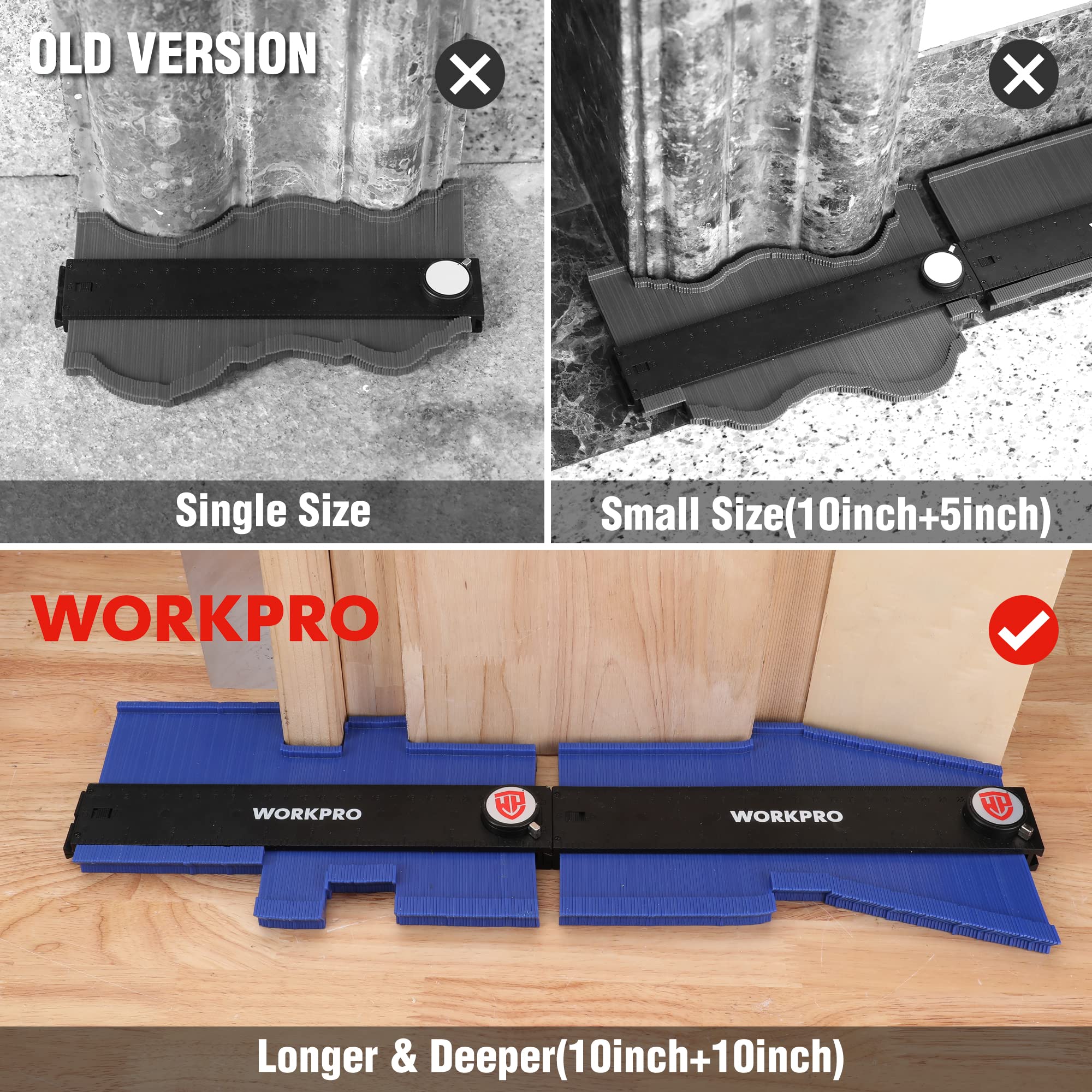 WORKPRO contour gauge ideal for tile laying and floor projects.