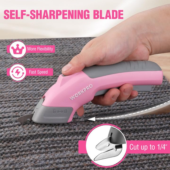 WORKPRO cordless electric scissors battery-powered for portable use.