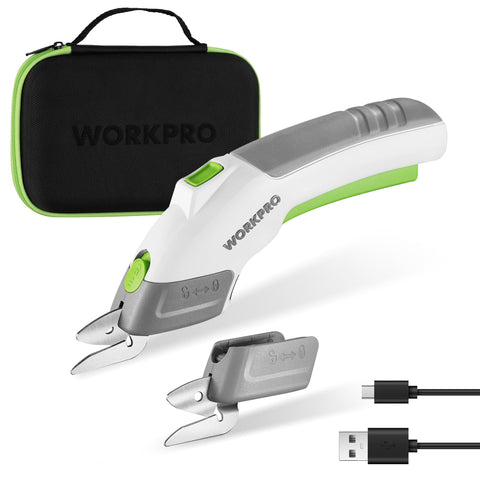 WORKPRO cordless electric scissors blade O cutting fabric smoothly for sewing projects