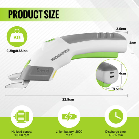 WORKPRO ergonomic handle ensures comfortable grip during long cutting sessions