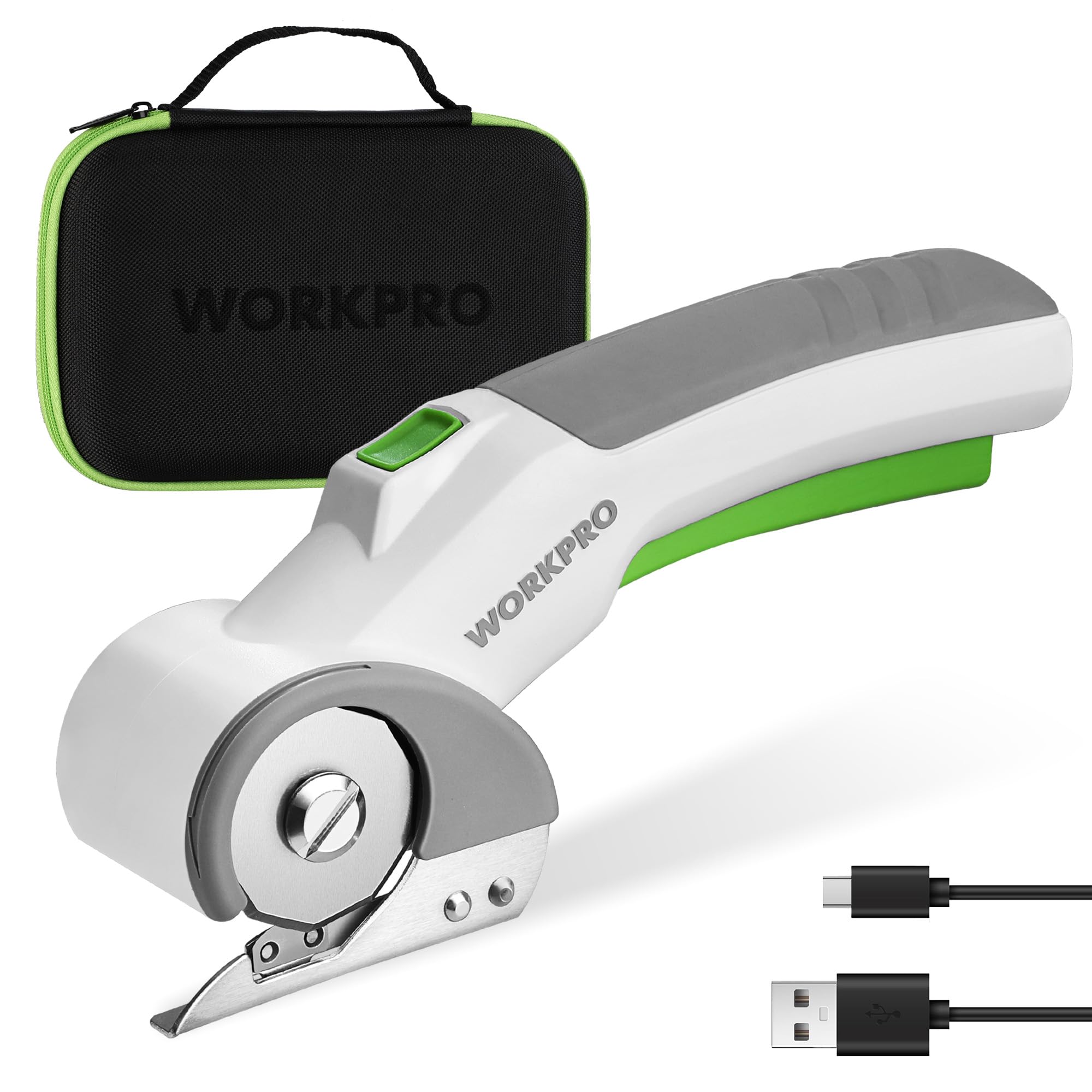 WORKPRO cordless electric scissors cutting fabric for sewing projects