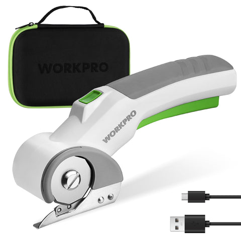 WORKPRO cordless electric scissors cutting fabric for sewing projects