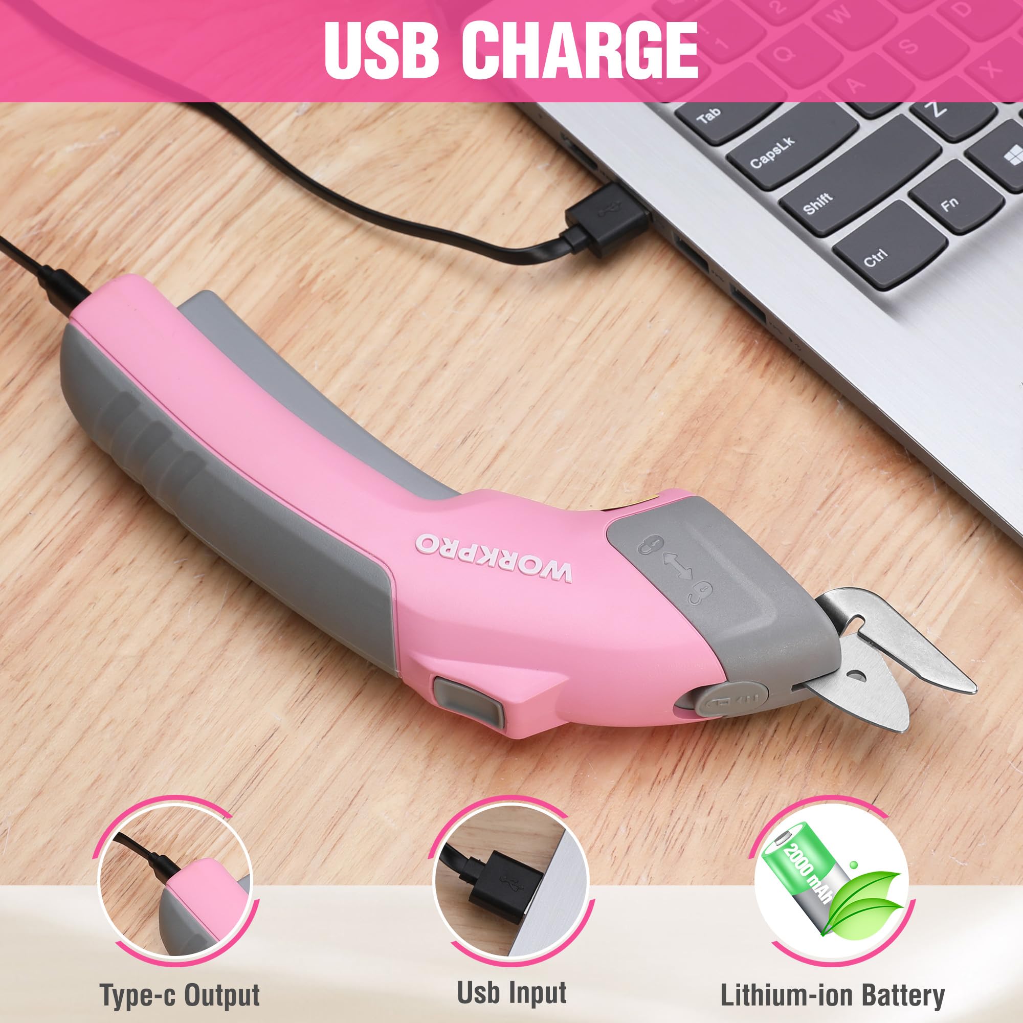 WORKPRO cordless electric scissors compact design for left and right-handed users.