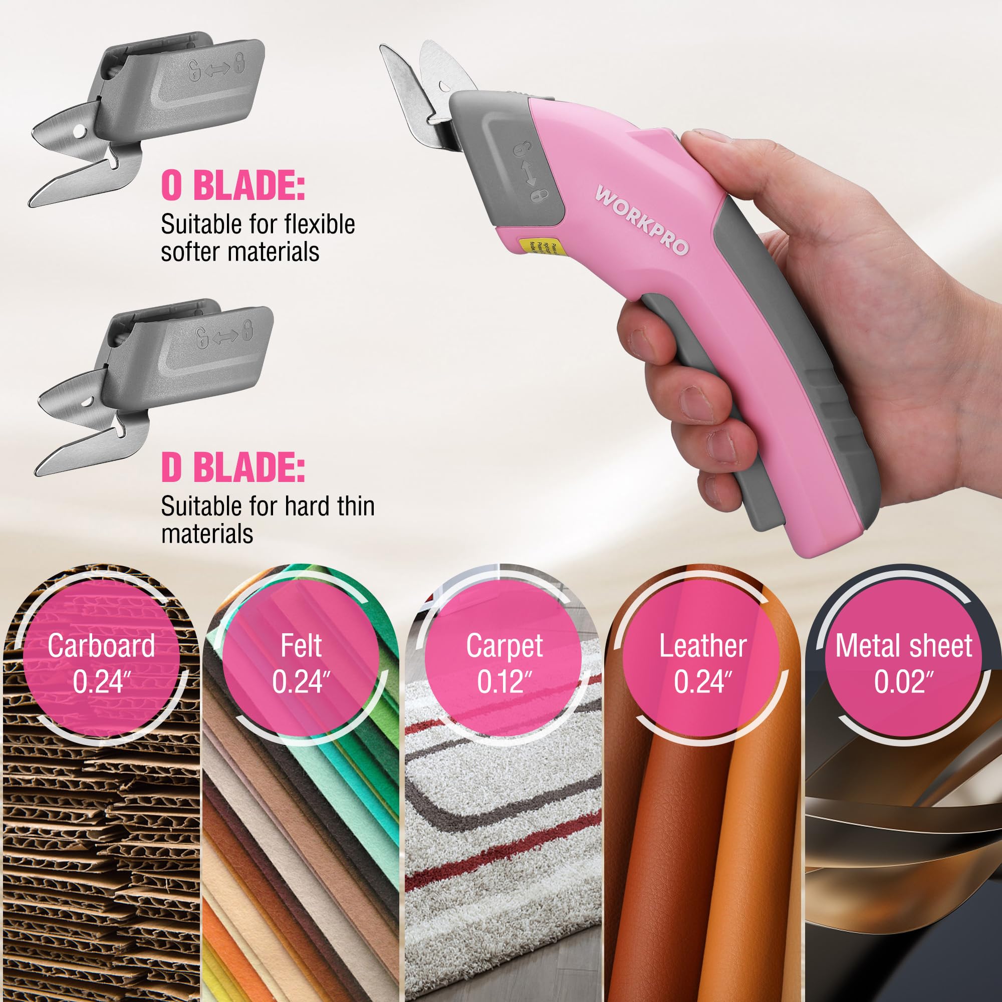 WORKPRO cordless electric scissors with storage case for easy organization.