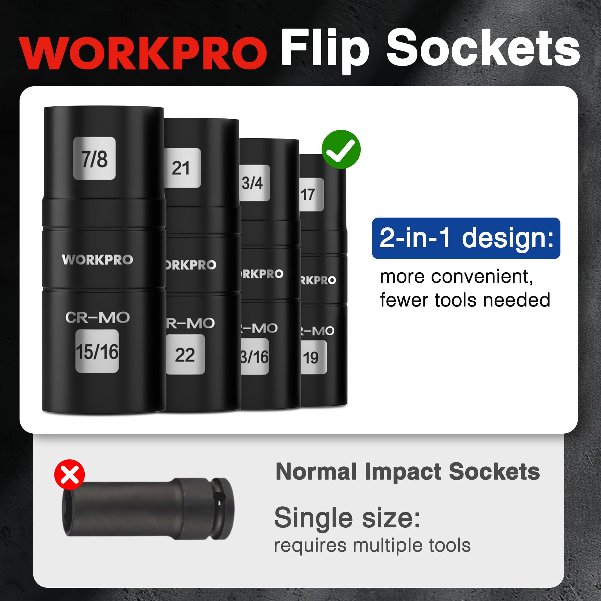 WORKPRO CR-MO steel construction offers high durability for heavy use.