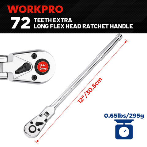 WORKPRO Cr-Mo head delivers durable torque for demanding tasks.