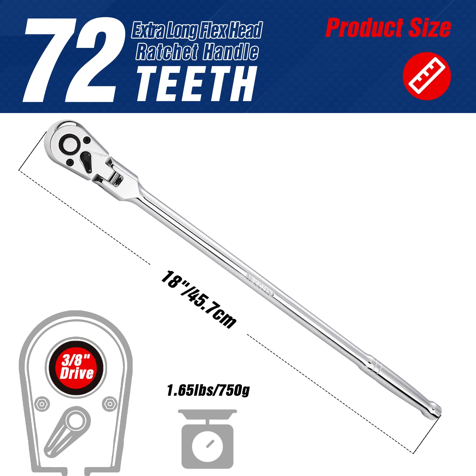 WorkPRO Cr-Mo head provides high torque for demanding tasks without deformation.