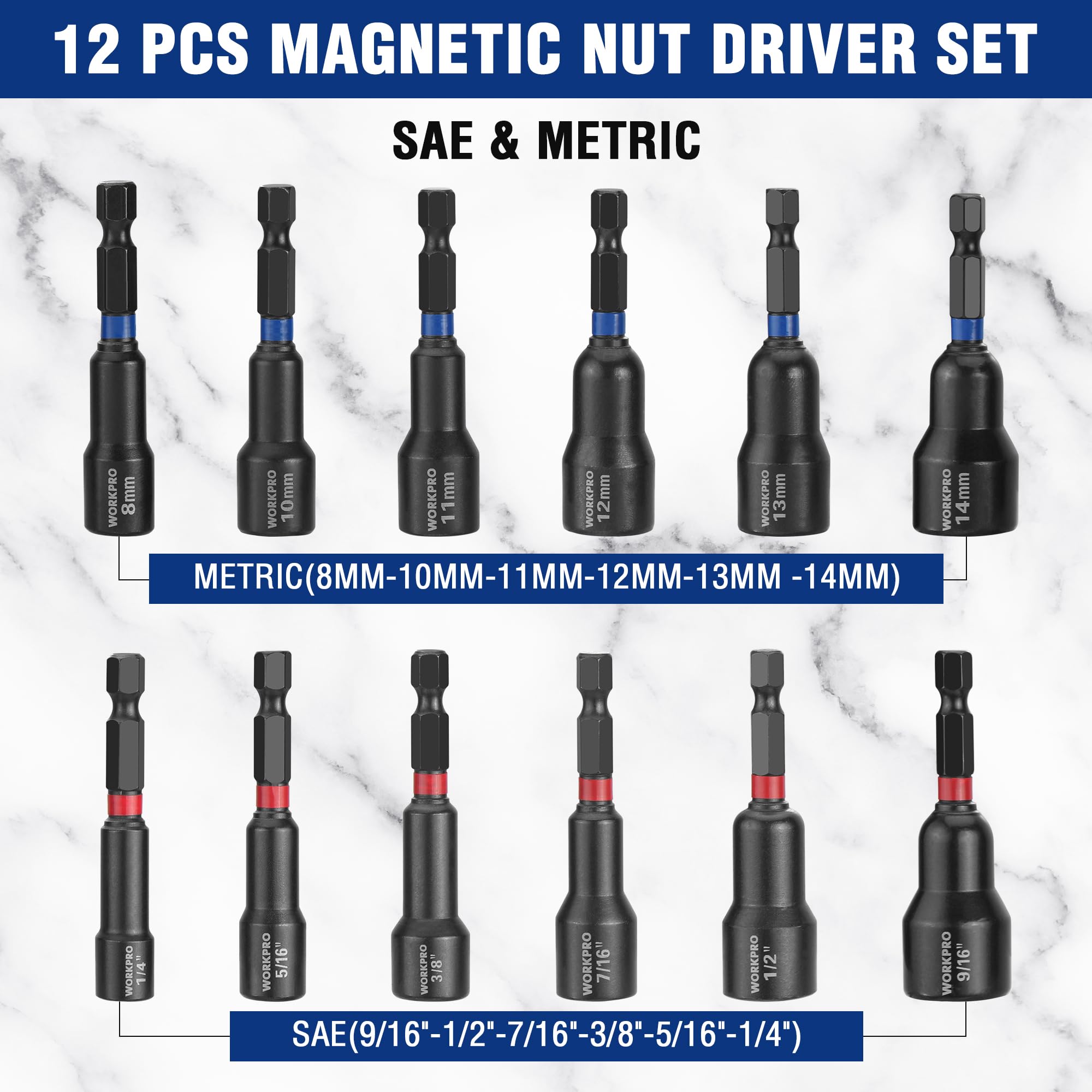 WorkPRO CR-V magnet driver with durable black phosphate coating.