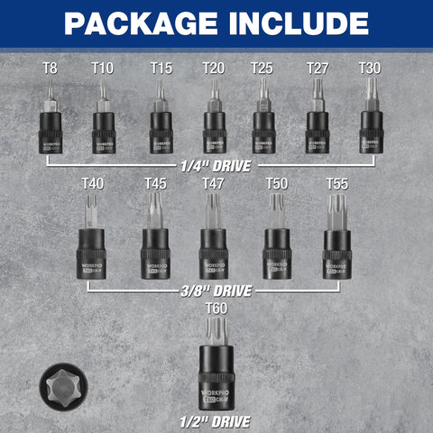 WORKPRO CR-V sockets with storage case for organized toolkit.