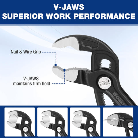 WORKPRO CR-V steel pliers close-up highlighting durable construction