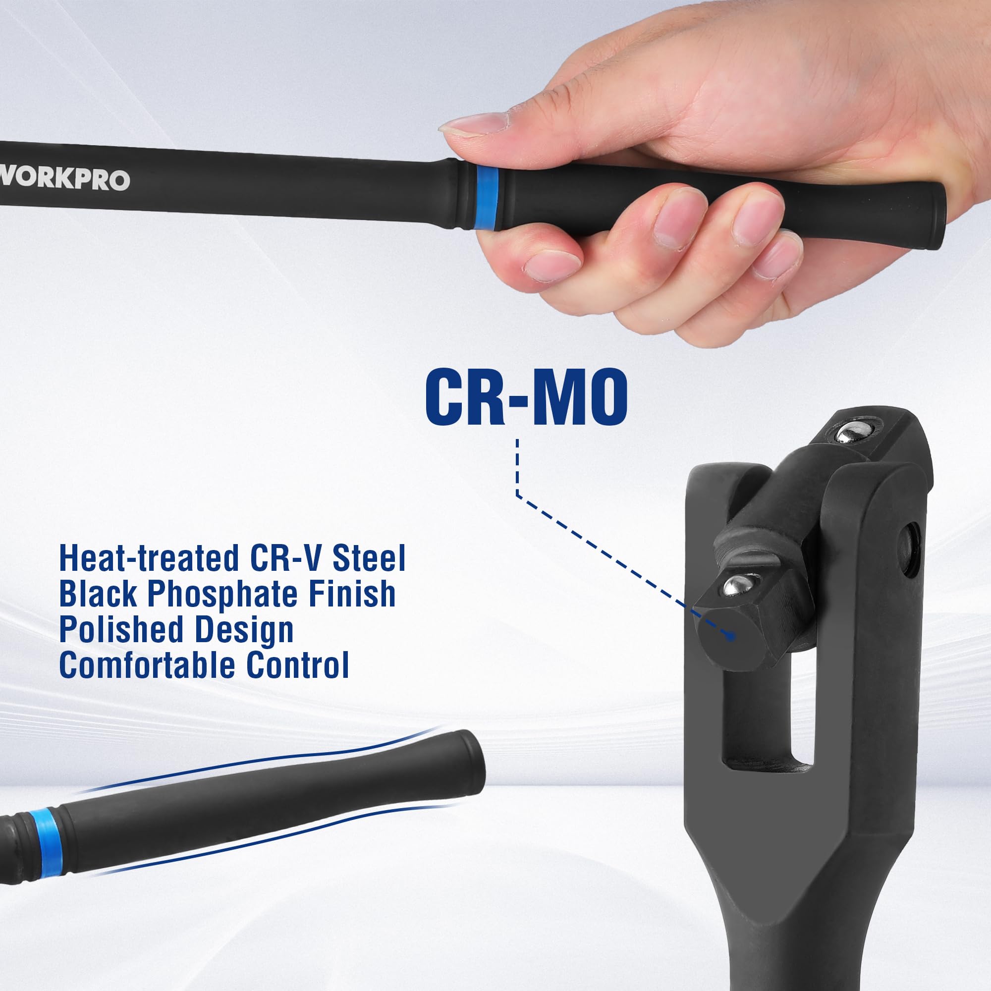 WORKPRO CR-MO head delivers high hardness and durability.
