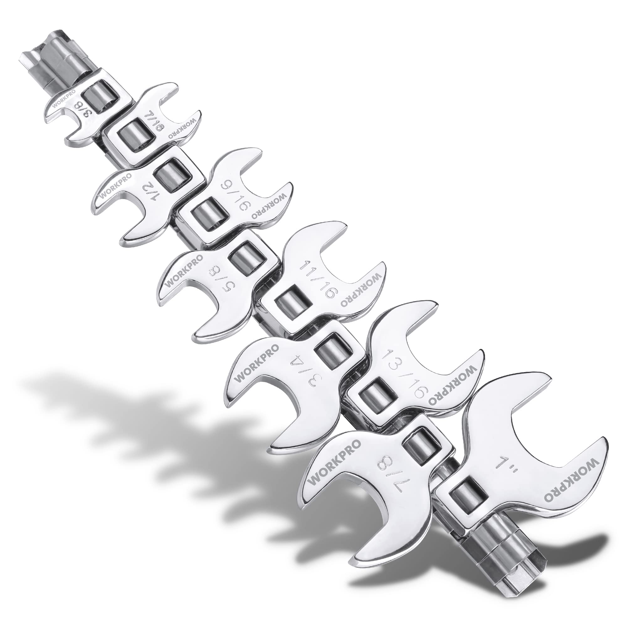 WORKPRO crowfoot wrenches for 3/8 inch drive reach tight spaces