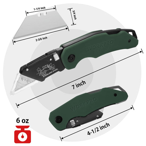 WorkPro knife cutting cardboard and plastic demonstrates versatility
