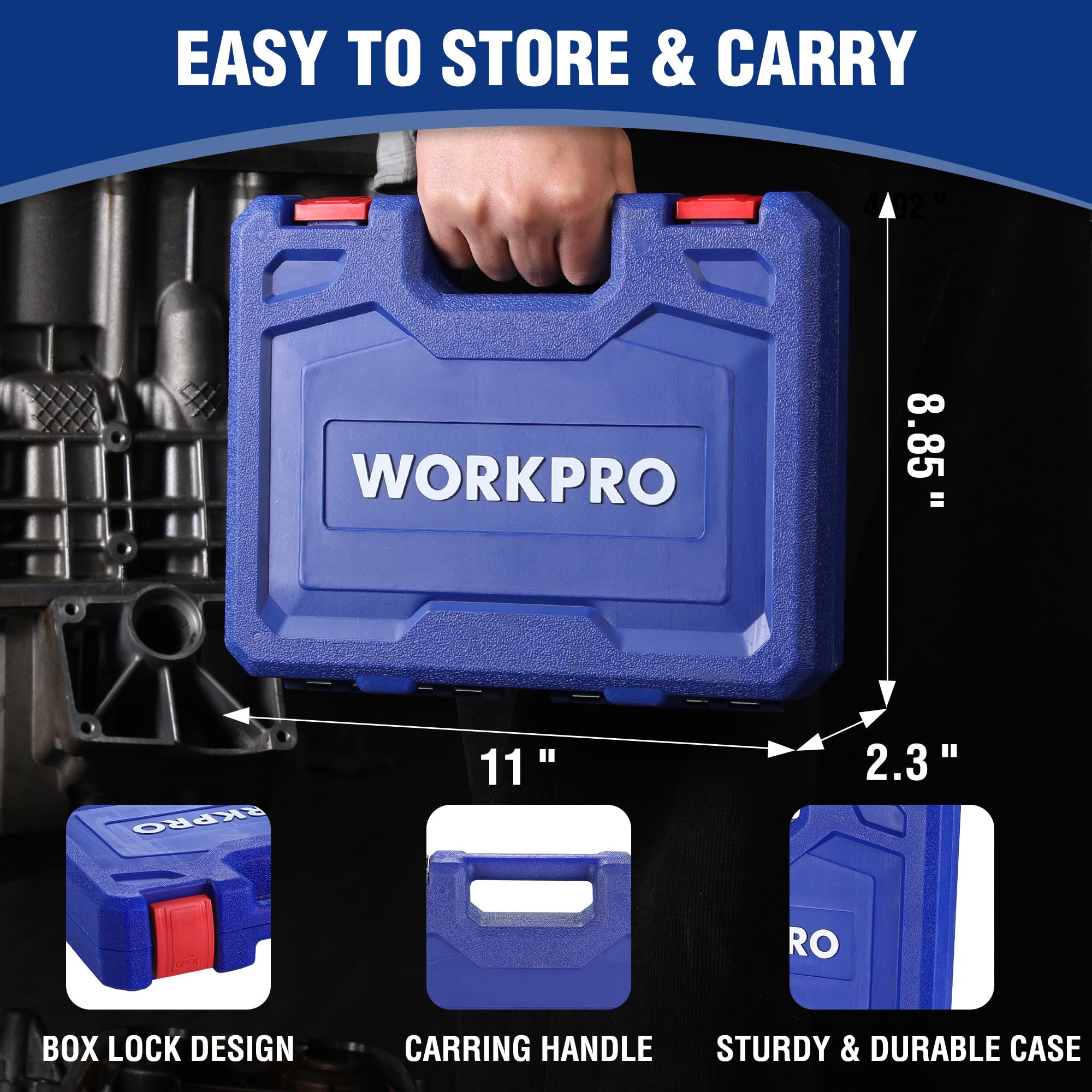 WORKPRO deep impact socket 19mm ideal for quick automotive service tasks.