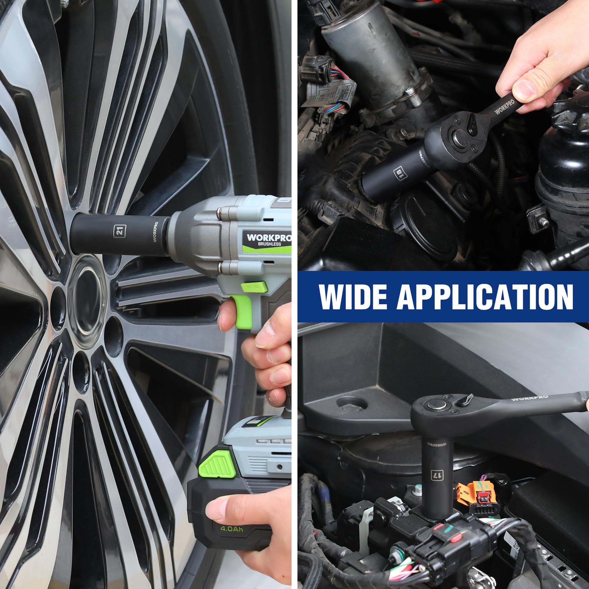 WORKPRO deep impact socket 24mm supports torque-rich maintenance and repairs.