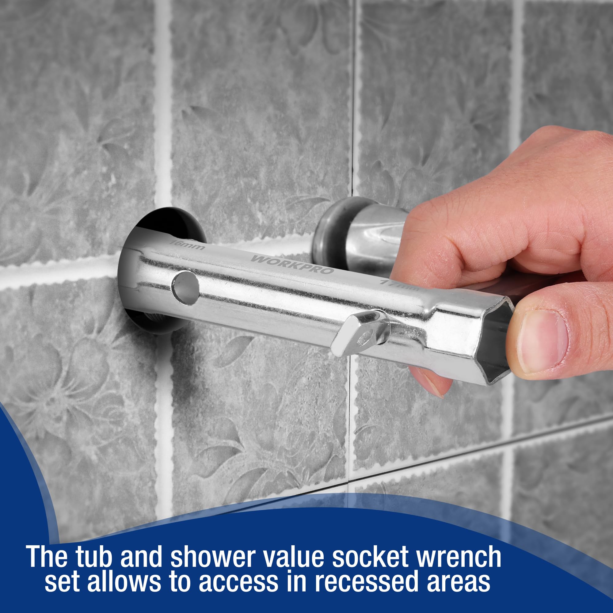 Workpro deep-reach design fits tight spaces around valve assemblies