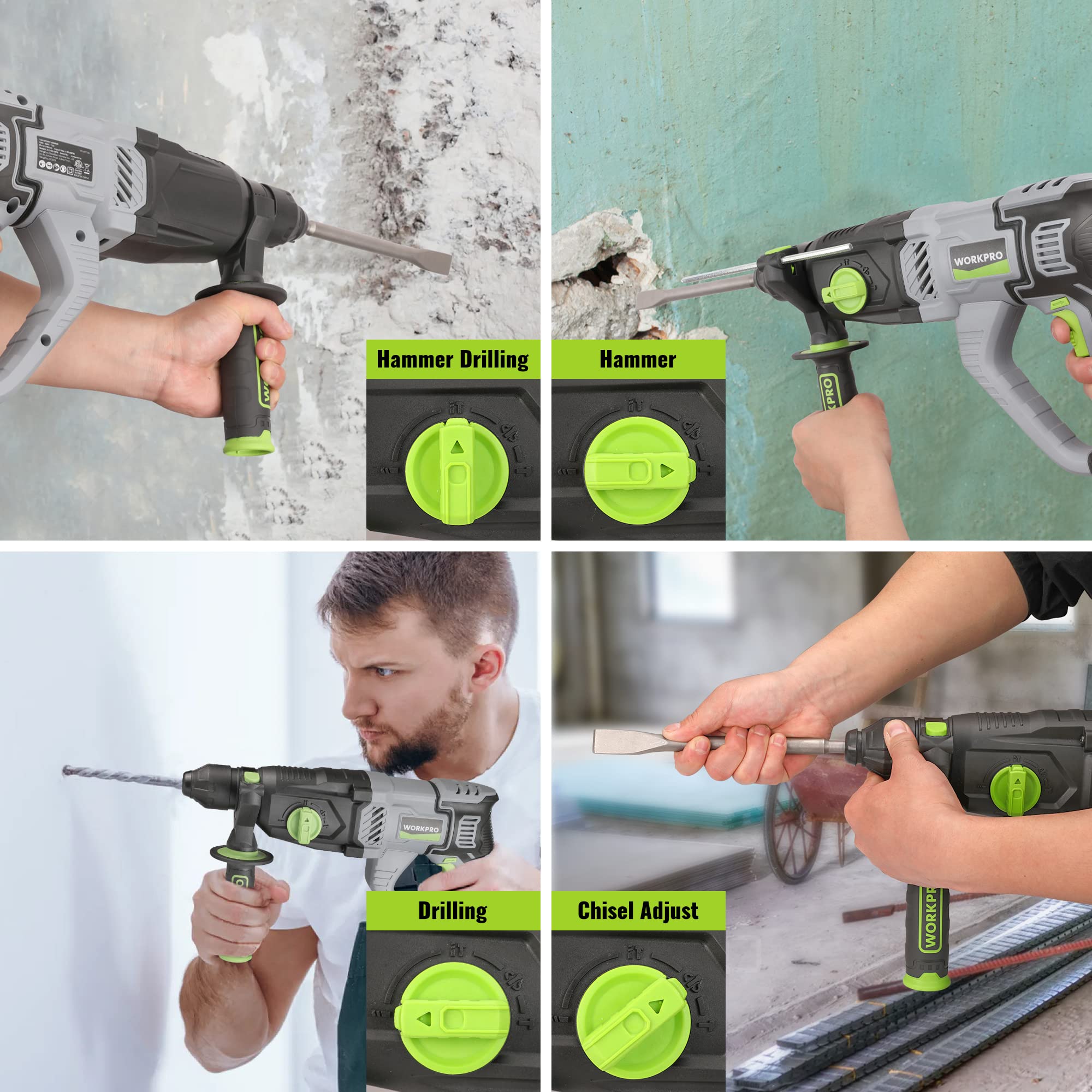 WORKPRO depth gauge feature supports precise drilling depth.
