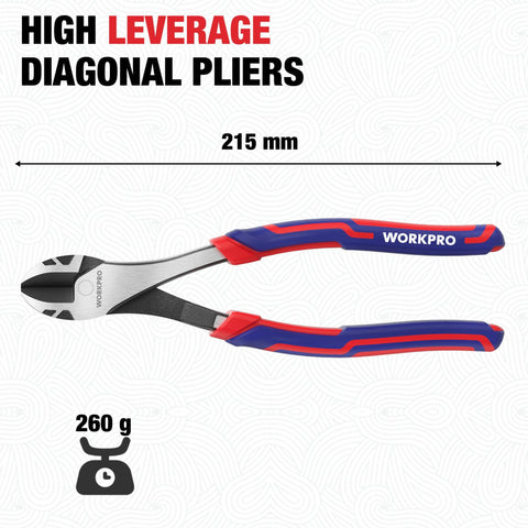 WORKPRO diagonal cutters with beveled edge for clean cuts in confined work areas.
