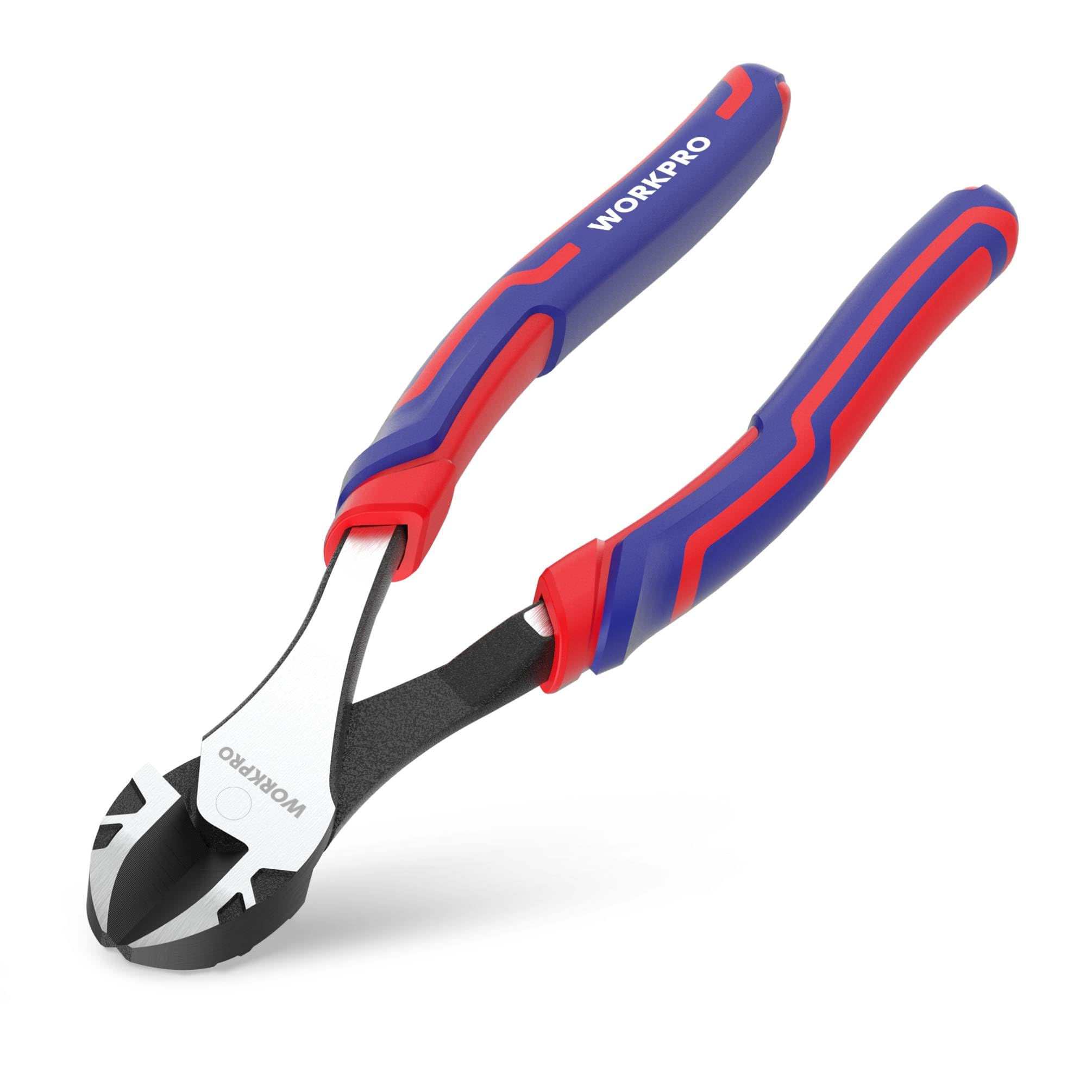 WORKPRO diagonal cutters in action tackle cables and small fasteners.