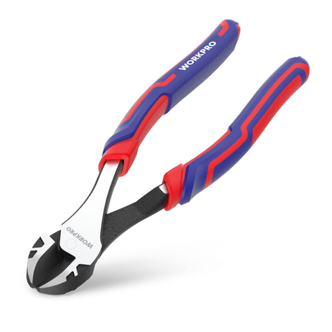 WORKPRO diagonal cutters in action tackle cables and small fasteners.