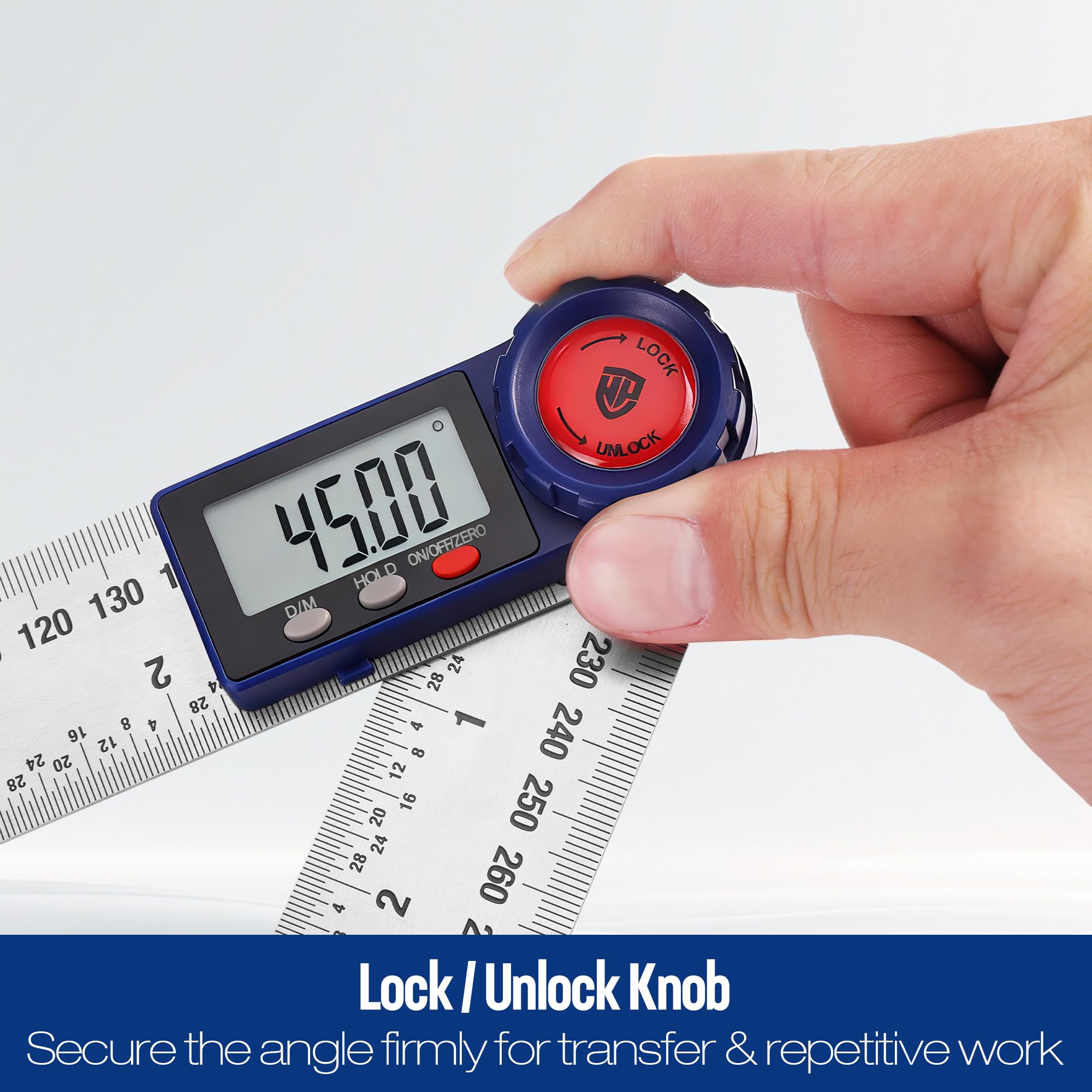 WORKPRO digital angle finder stainless steel ruler delivers durable, clear markings