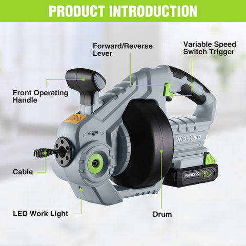 WORKPRO drain-port keeps the drum clean and dry during operation.