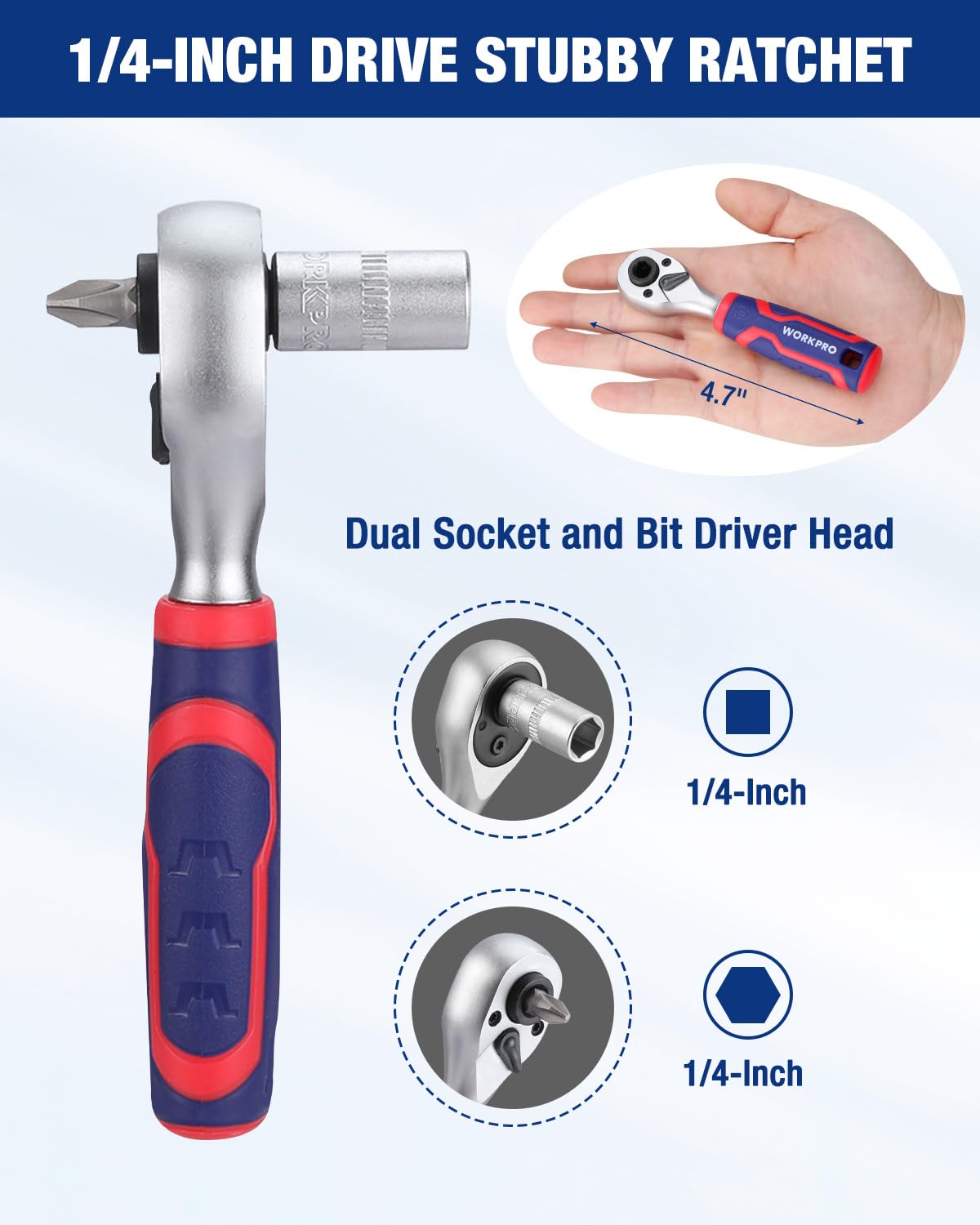 WORKPRO drive bits include slotted, Phillips, star, hex, and more