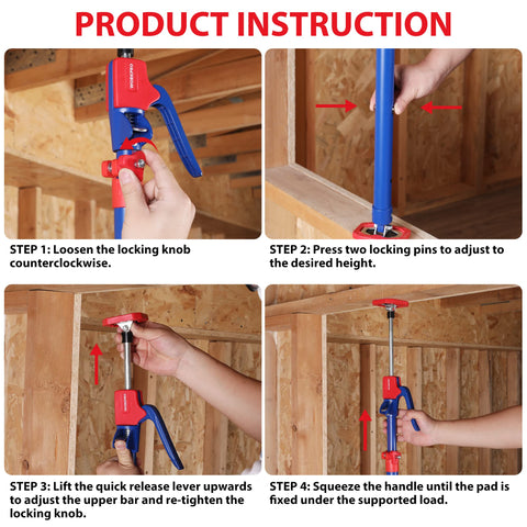 WorkPRO drywall lift pole showing heavy-duty construction and stability.
