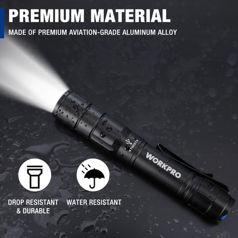 WORKPRO dual-direction clip keeps the light secure on hats or straps
