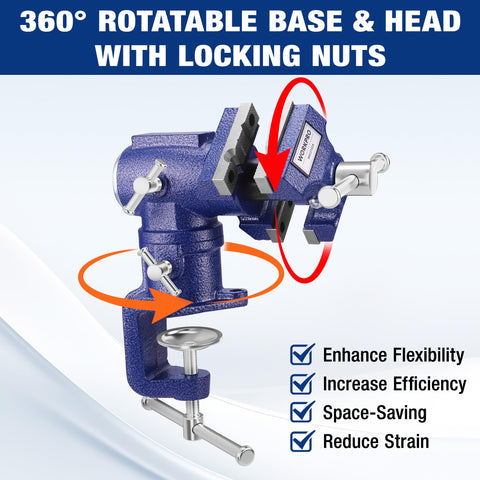 WORKPRO Dual Jaws Table Vise with 1.5-inch jaw for delicate, precise holds
