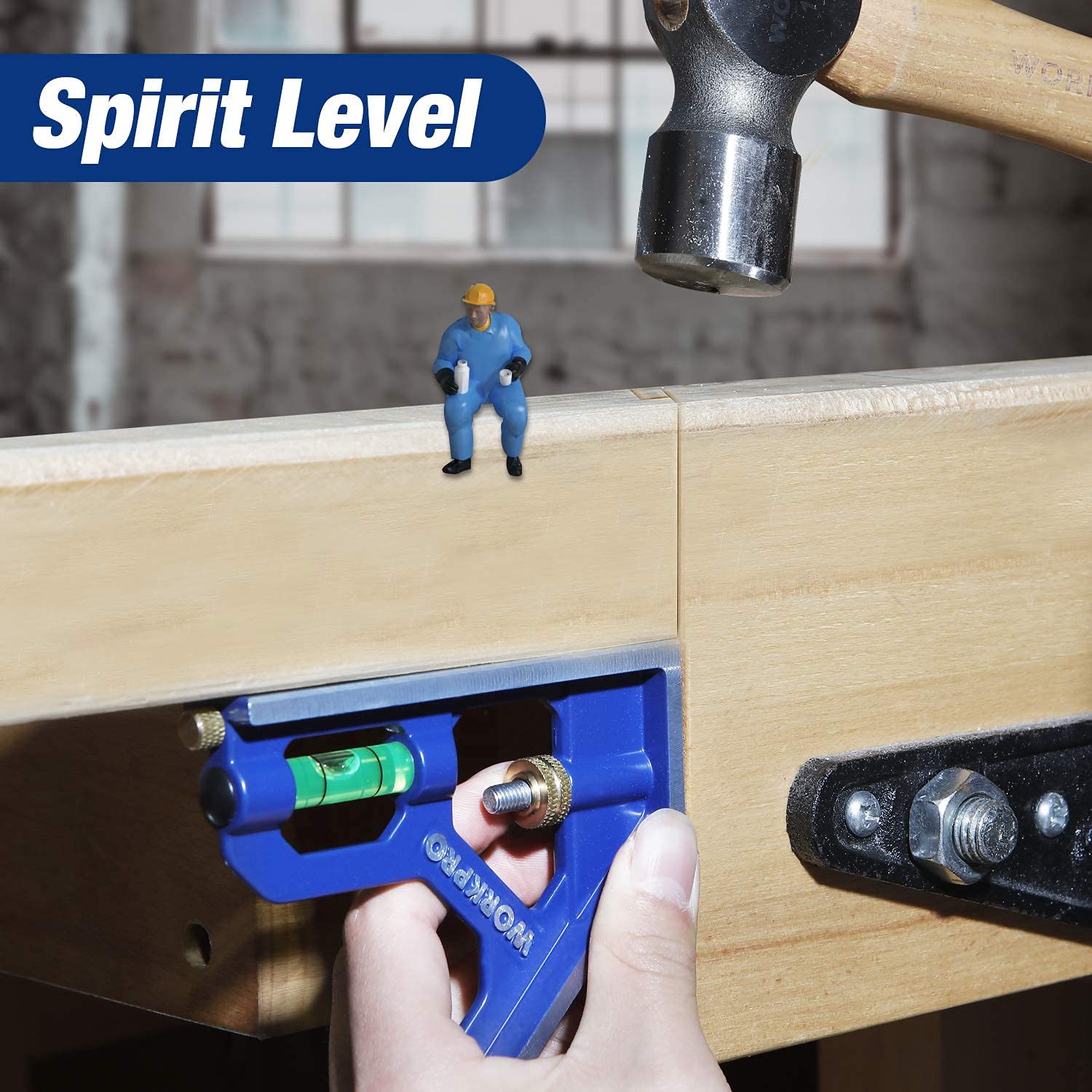 WORKPRO dual-scale ruler offers 1/16, 1/32, and 1mm graduations.