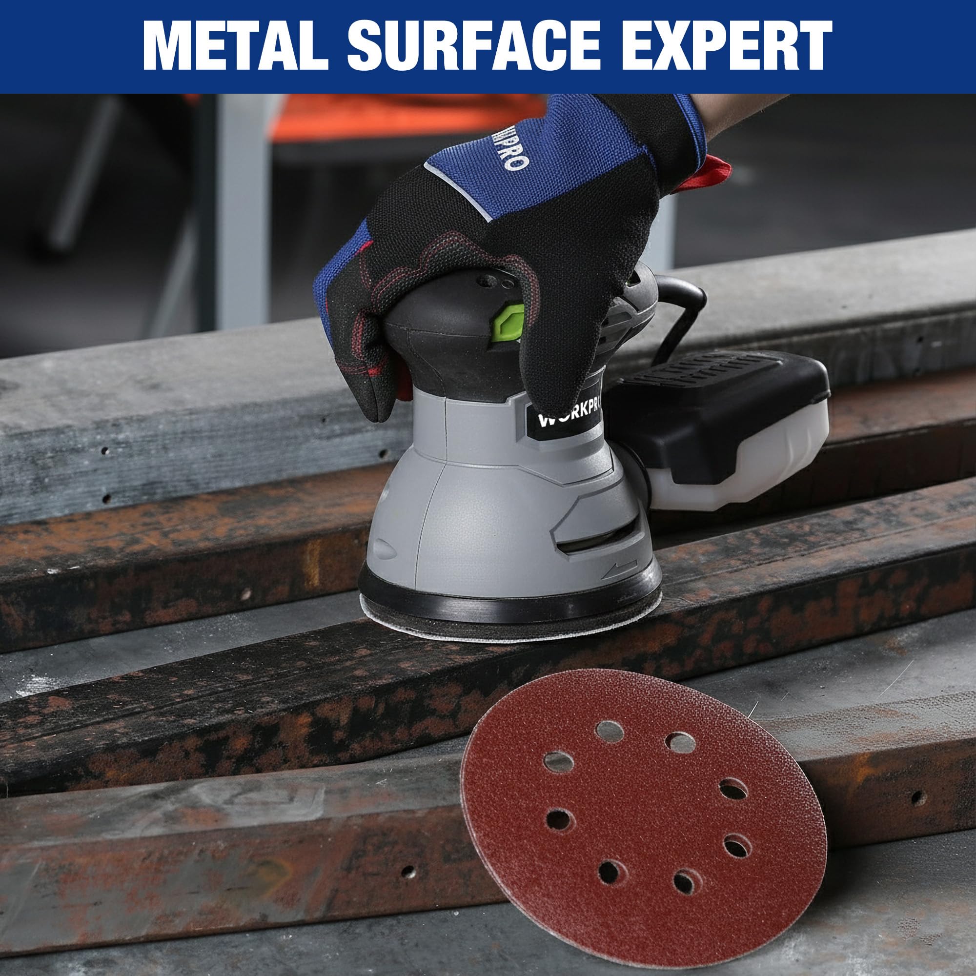 WORKPRO sanding discs ready for durable, long-lasting performance on various materials.