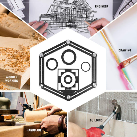 WORKPRO combo kit shown in use for quick shape copying tasks.