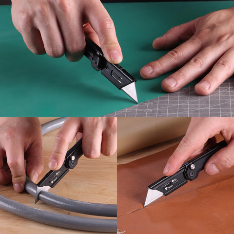 WORKPRO EDC knife being used to cut a box opening.