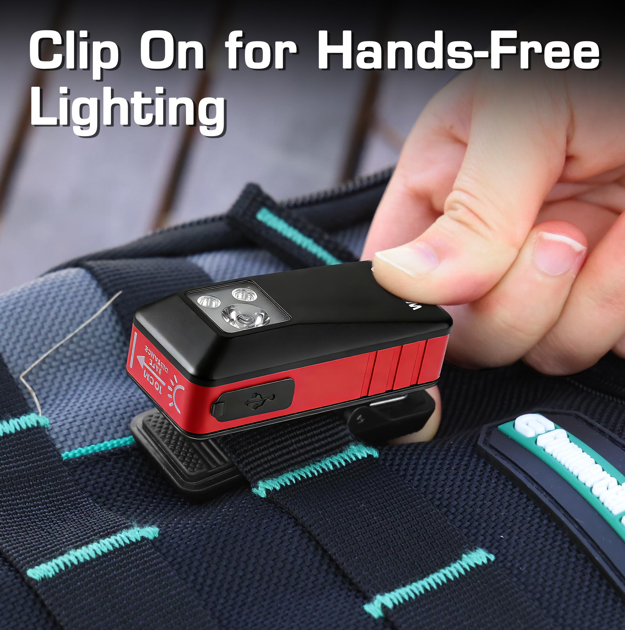 WORKPRO EDC clip light hanging from a hook for overhead lighting