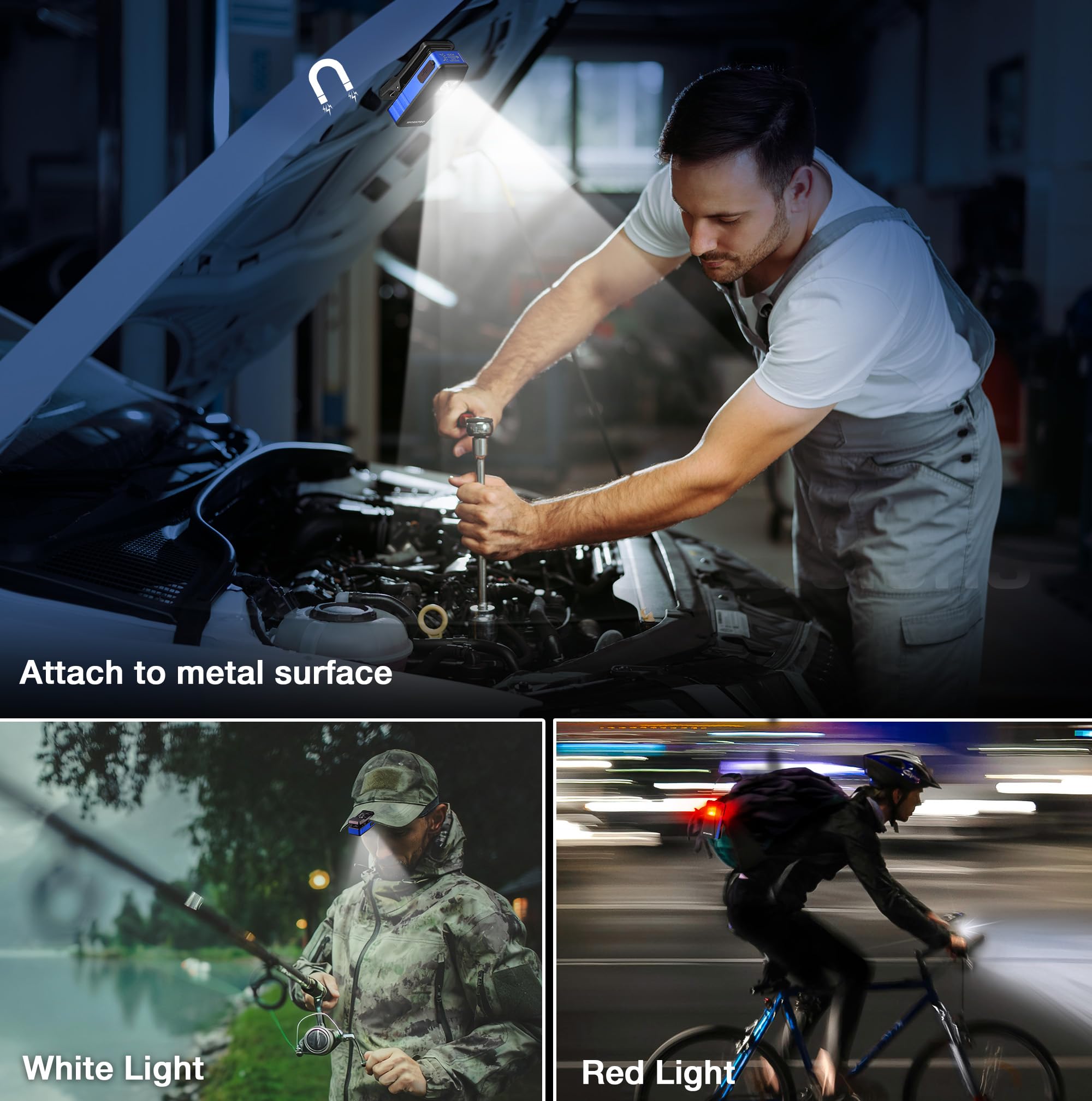 WorkPro EDC flashlight with magnetic mount on metal surface for quick placement