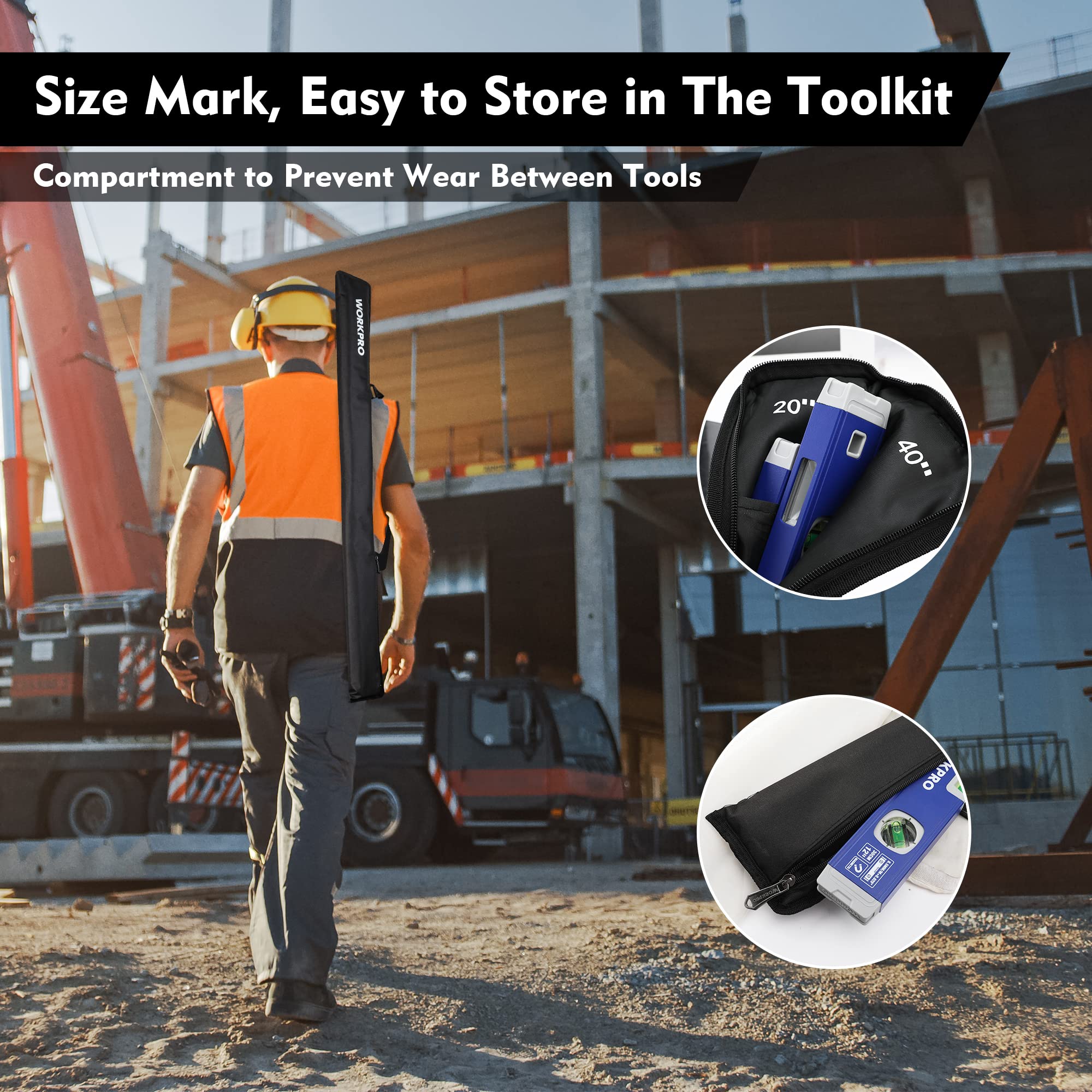 WORKPRO end caps absorb shocks to extend level life and grip stability.