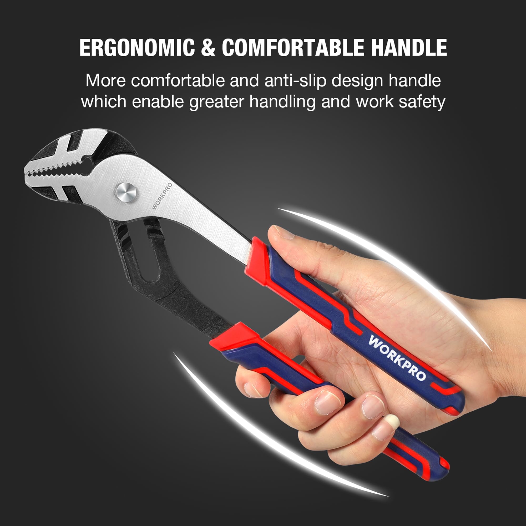 WORKPRO ergonomic handles ensure comfortable grip during extended use.