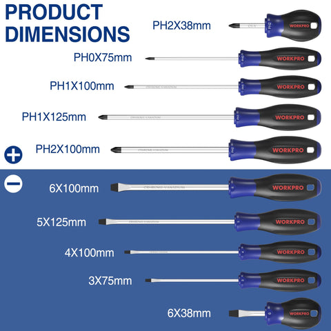 WORKPRO ergonomic nonslip handle for comfortable use during tasks