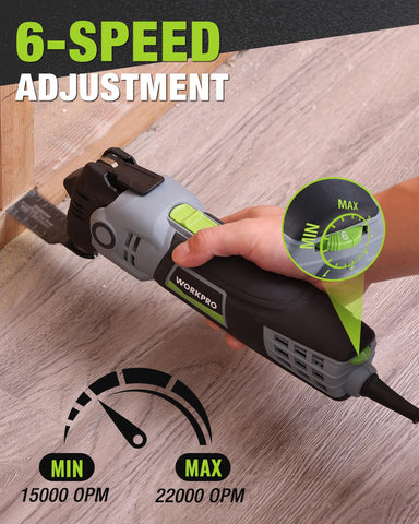 WORKPRO ergonomic grip reduces vibration for comfortable handling.