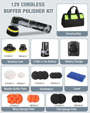 Ergonomic rubberized handle on the WORKPRO polisher for comfort