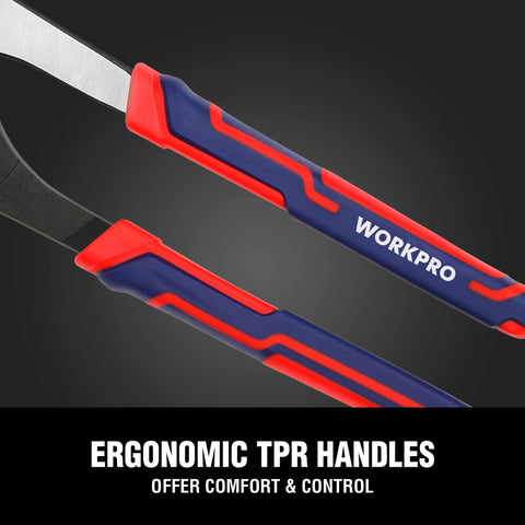 WORKPRO ergonomic TPR handles provide comfortable, non-slip control.
