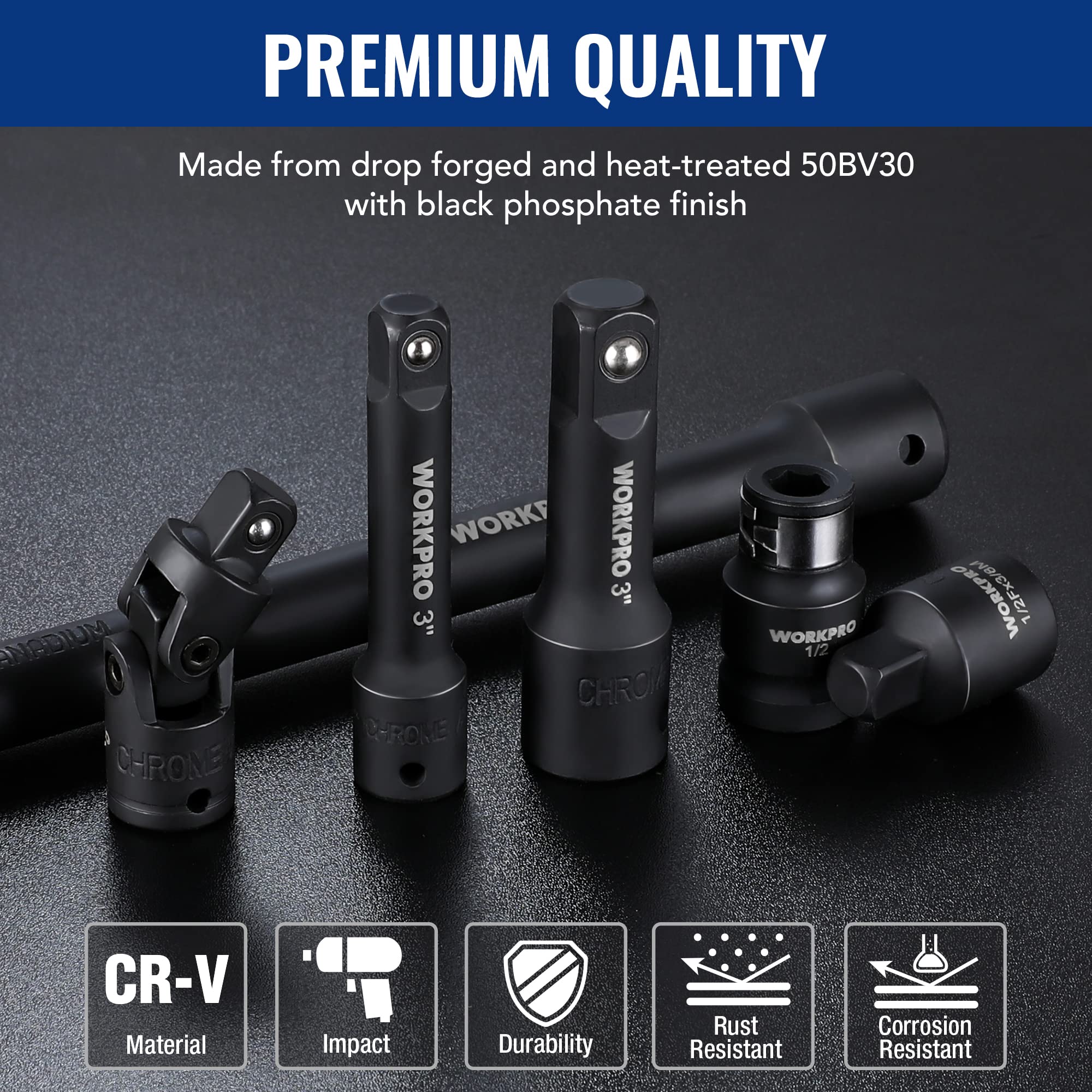 WorkPro extension bar 1/4in 6in extends access to bolts