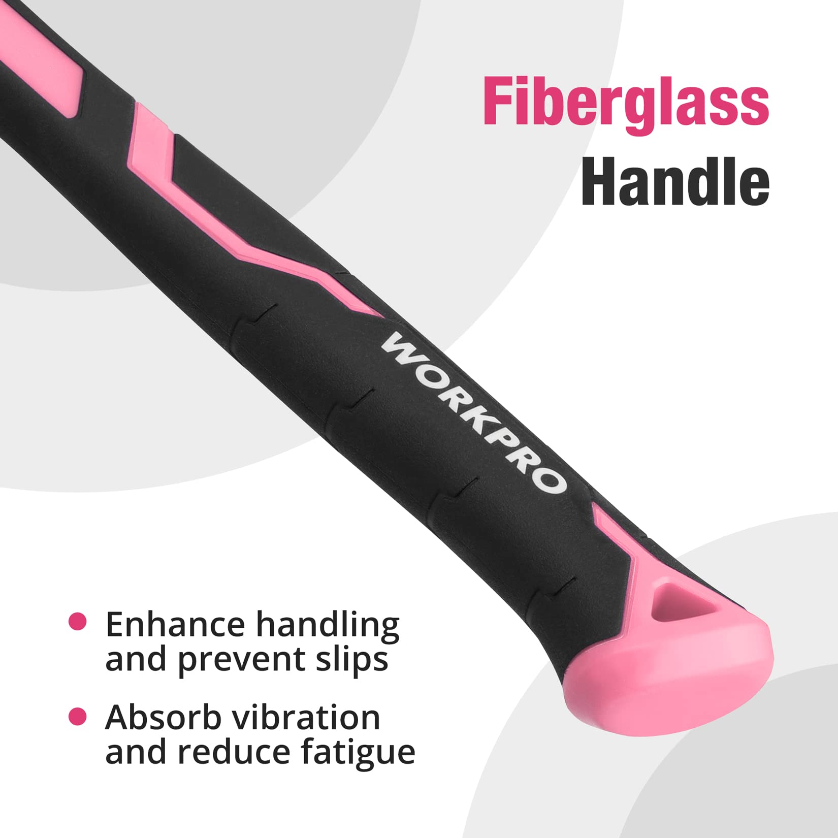 WORKPRO fiberglass handle reduces vibration for less fatigue