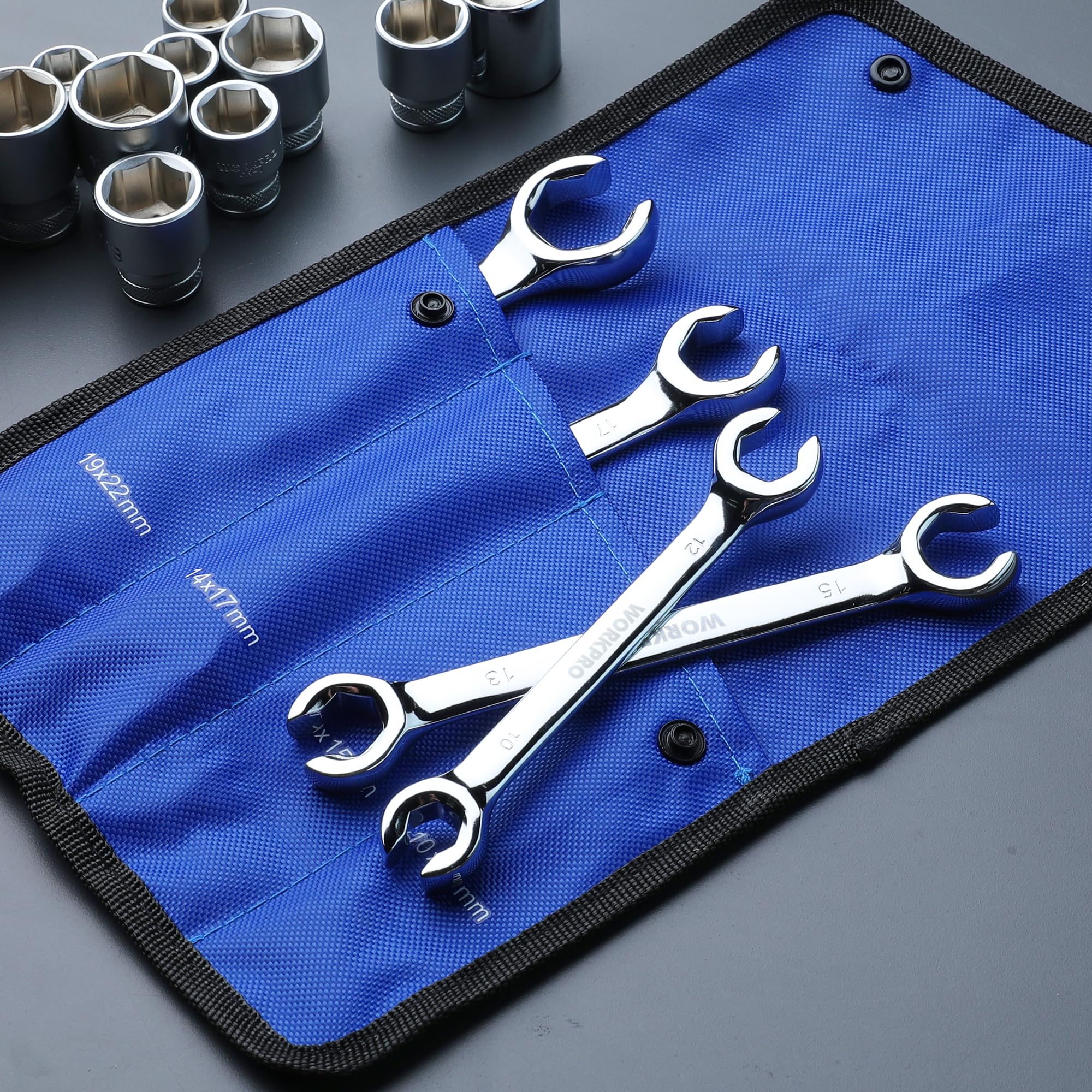 WORKPRO flare nut wrench 10-12mm demonstrates quick, precise nut removal on fuel lines