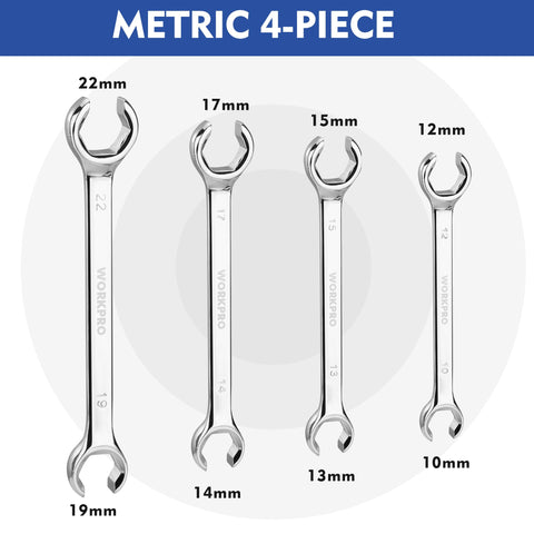 WORKPRO flare nut wrench 13-15mm for efficient tightening in tight engine compartments