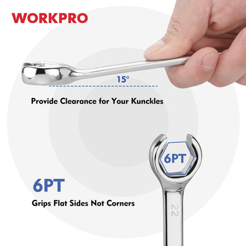 WORKPRO flare nut wrench 19-22mm features rust-resistant chrome finish for long-lasting use