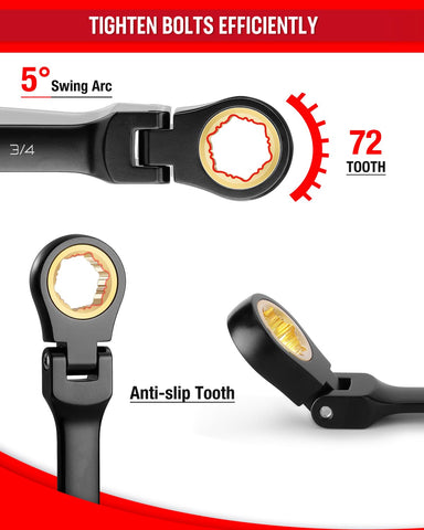 WORKPRO flex-head enables reaching tight spots with precision